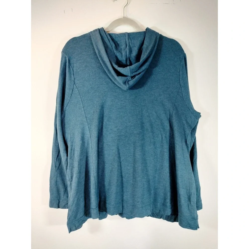 J. Jill Blue Hoodie; Long Sleeve Pullover Kangaroo Pocket Performance Sweatshirt